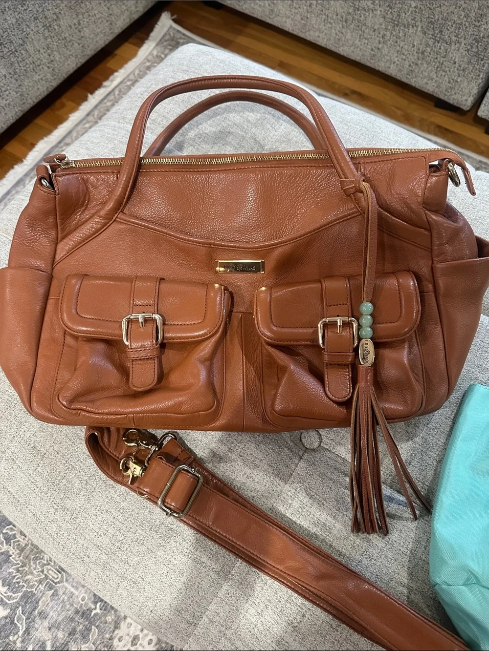 Lily Jade Elizabeth Camel Leather Baby Bag